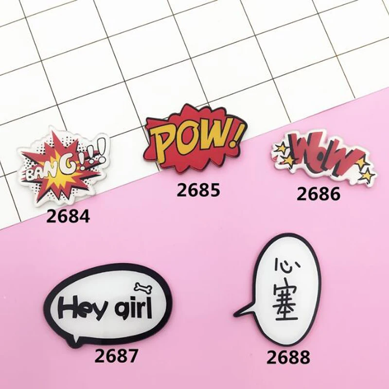 1 шт. акриловые Броши с героями мультфильмов Wow Pow забавные слова броши | Броши -4000078697704
