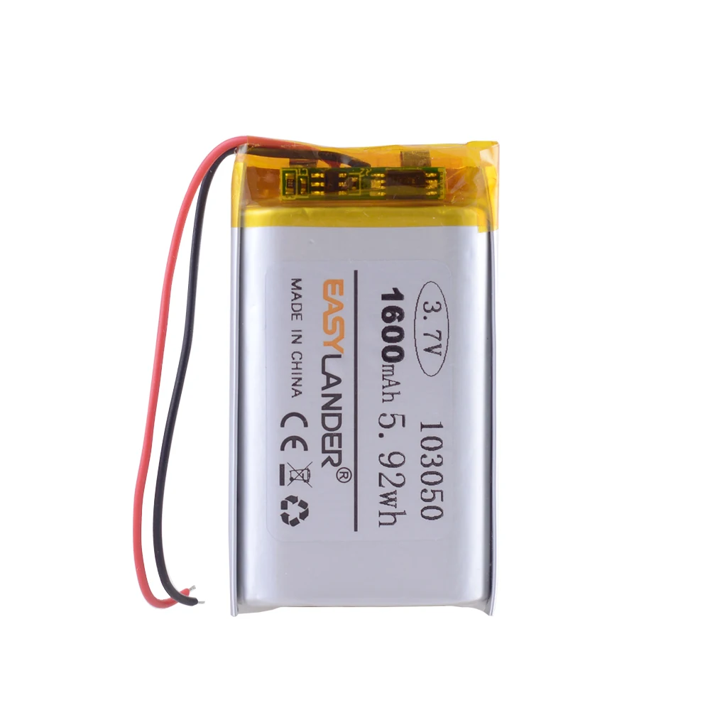 3,7 V 1600mAh 103050 литий-полимерный аккумулятор для Mp3 MP4 GPS PSP DVD мобильных видео игр PAD электронные книги