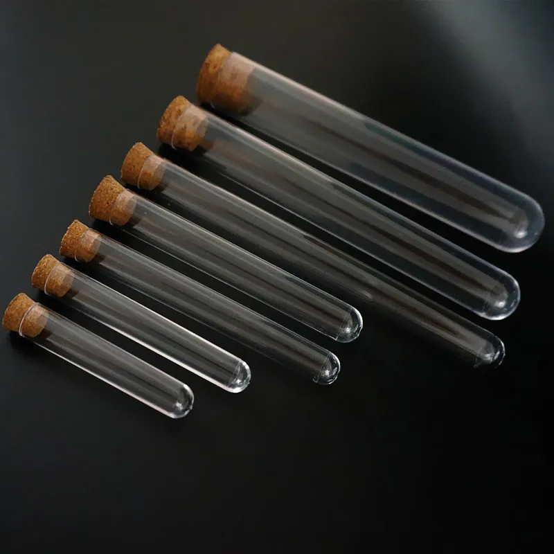 

Length 60mm To 180mm Plastic Test Tube With Cork Clear Pack Lab Experiment Tube Refillable Bottle Wholesale