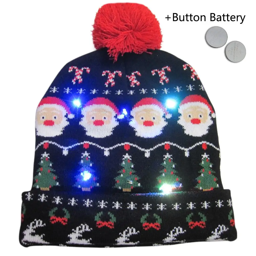 Рождественская шапка светящаяся вязаная шляпа теплая осень зима Рождественские подарки для вечеринок декоративная хорошая эластичность для взрослых детей среднего возраста