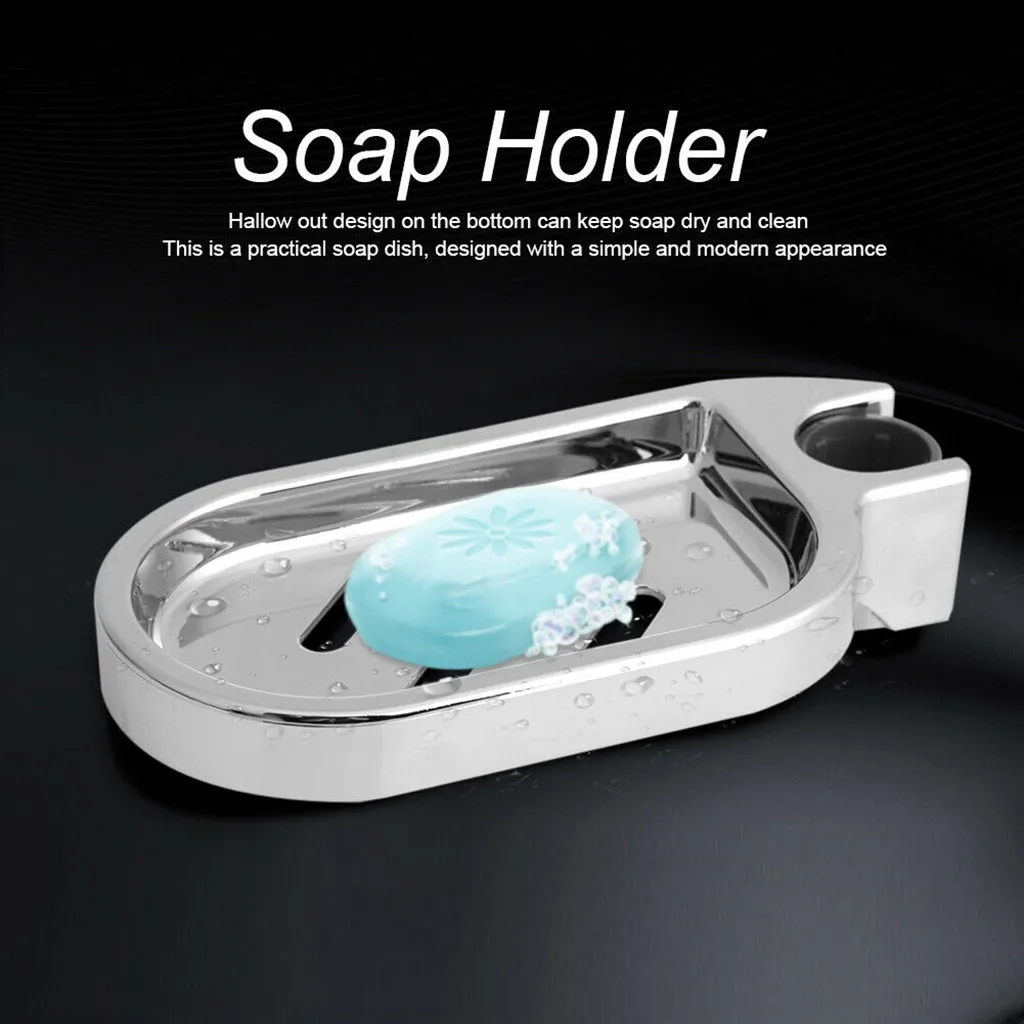 Best Selling Soap Dish Adjustable Shower Rail Soap Plates Smooth Bathroom Holder Silver Sponge Holder Shelves For Wall