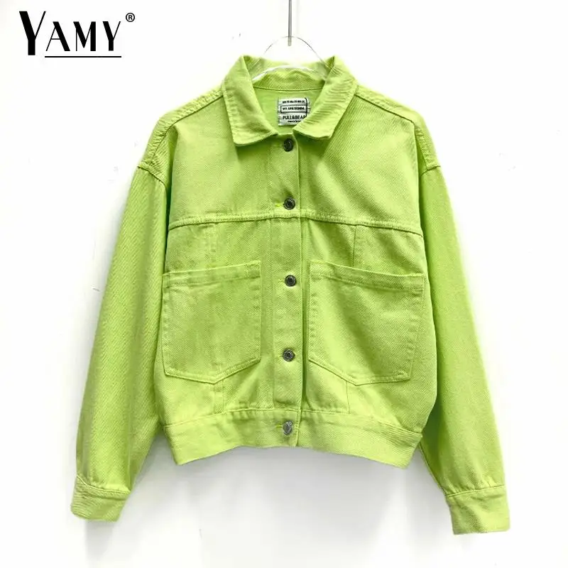 Vinatge джинсовая куртка Женская harajuku синяя джинсовая куртка уличная зеленая Женская Куртка розовая ветровка осень