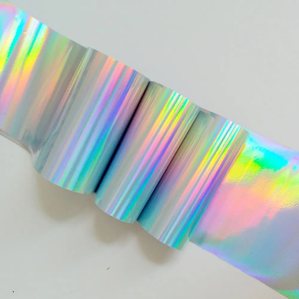 

100cm Holographic Pure Silver Gold Nail Art Transfer Foil Fashion Nail Design Holo Stickers Laser Tips Decals For Manicure