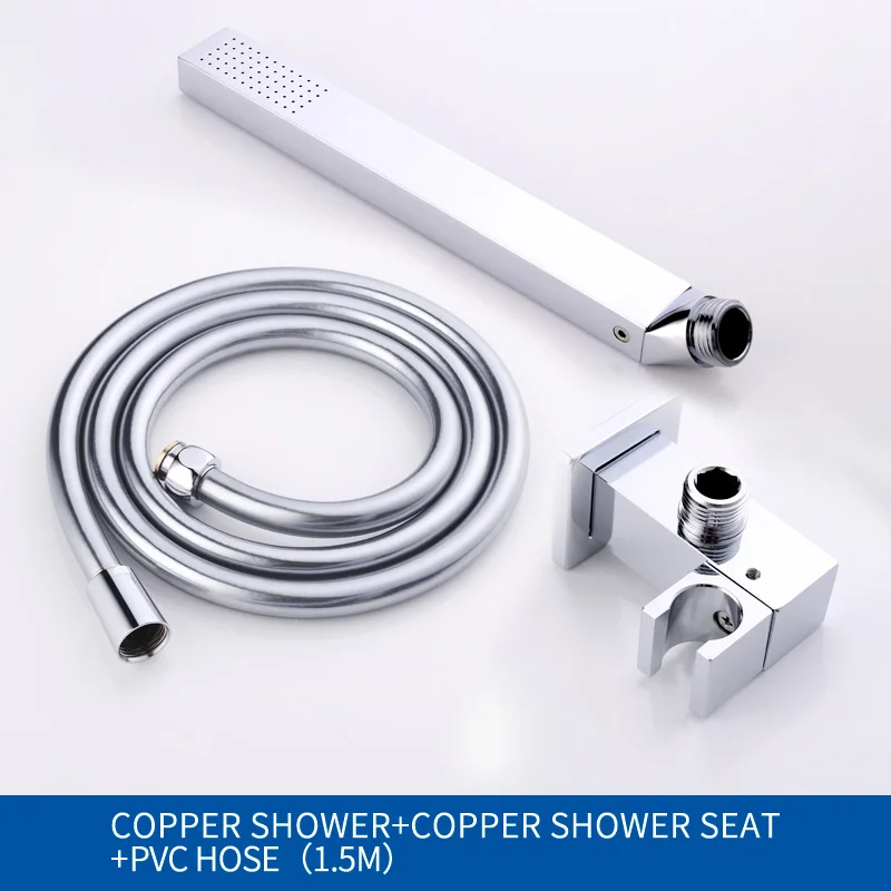Whole Shower Set Твердая латунь тонкая квадратная ручная душевая головка ручной для экономии воды Bathrooom Замена с ПВХ шланг - Цвет: Whole Shower Set