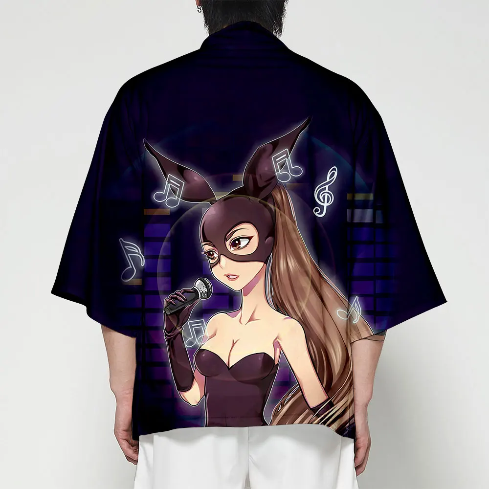 2019  Kimono Ariana Grande Men Shirt Casual Cardigan Streetwear Harajuku Japanese Fashion Print Coat Jackets Asian Clothes