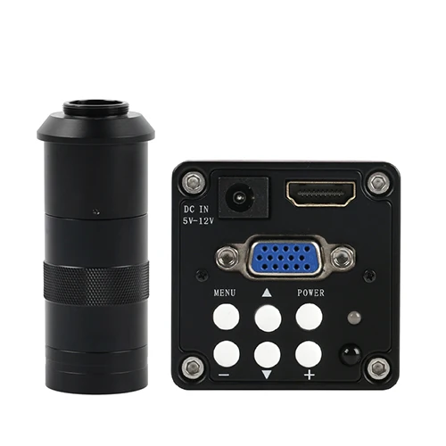 with 100x lens 720P HDMI VGA промышленный цифровой видео микроскоп камера+ 100X 180X 300X C крепление объектива+ 56 светодиодный светильник-кольцо для пайки печатных плат телефона - Цвет: with 100x lens