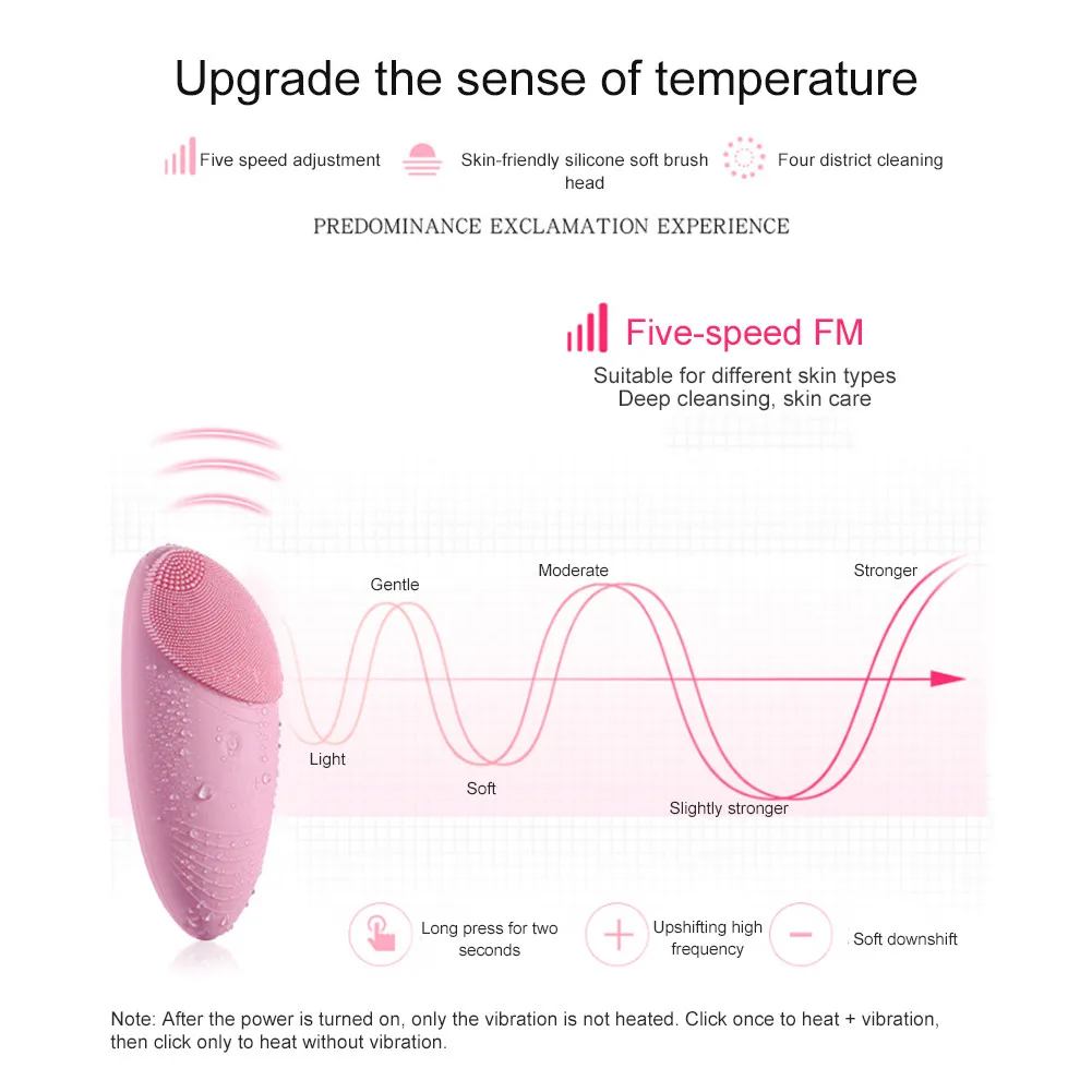 Силиконовый Очищающий Инструмент водонепроницаемый прибор для очистки лица нагревательный очиститель для лица Электрический Очиститель для лица