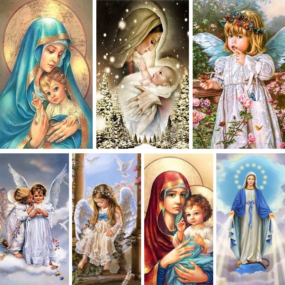 Cross Stitch Kit Meian Cartoon Angel DIY Cross Stitch 11CT Embroidery Kits Craft Needlework Set Printed Canvas Cotton Thread Home Decoration