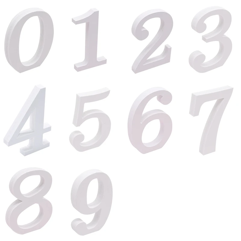 1pc 10cm 0-9 Thick Wooden Number Standing Table Number Craft Birthday Wedding Party Ornament DIY Wall Art Home Decorative Number