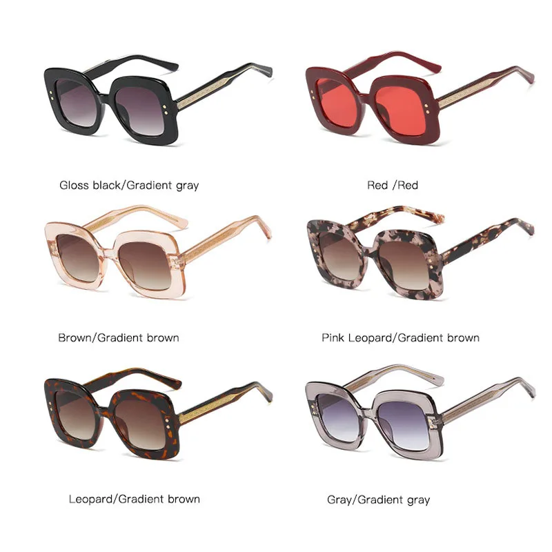 New Fashion Famous Luxury Brand Design Vintage Oversized Square Sunglasses Women Rivet Frame CP Metal Leg Sun Glasses UV400