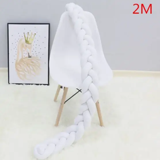 2M white 1 м/2 м/3 м детский бампер кровать коса узел Подушка бампер для младенца защита для кроватки Детская кроватка бампер декор комнаты - Цвет: 2M white