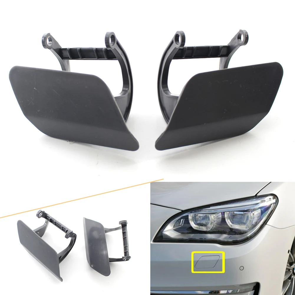

2x Car Bumper Headlight Headlamp Washer Cap Cover For BMW 7 Series F01 F02 2012 2013 2014 2015 ABS Plastic
