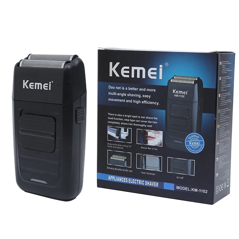 Kemei KM-1102 Cordless Electric Shaver Men's Double Blade Retro Beard Knife Facial Care Multi-function Men's Essential KM-1102