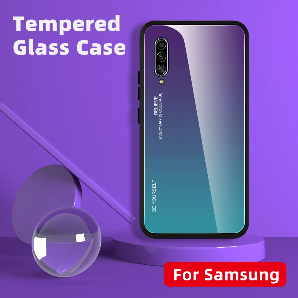 Gradient Glass Phone Case For Samsung A30 A40 A50 A70 A80 A90 5G M10 M20 M30 M40 Cover Coque Shockproof |