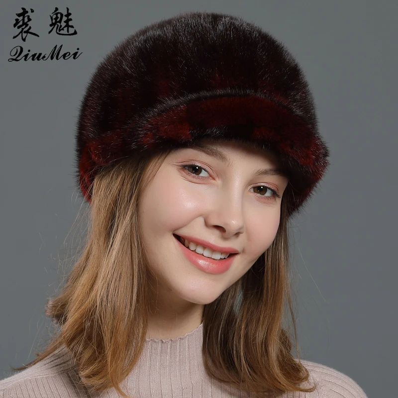 Зимние меховые козырьки, теплая подкладка, натуральный мех норки, шапка, шапка, крутая шапочка, Модный Черный Коричневый Женский вязаный натуральный мех, остроконечная шапка s