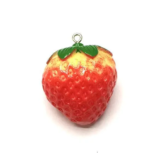 3D Strawberry Fruit Resin Charms Pendant Earring 10pcs/pack DIY Fashion Jewelry Accessories