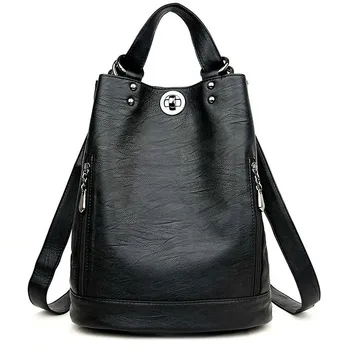 

Women Backpack Female PU Leather Women's Bucket Backpacks Bag Travel Bags Back Pack Multi-purpose Shoulder Bags