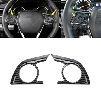 

2PCS For Toyota Camry 2018-20 Carbon Fiber Interior Steering Wheel Button Cover Trim Car Styling Replacement Accessories