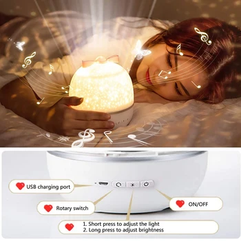 

Sleeping Light Bedroom Bedside Table Lamp Star Sky Projector Lamp Timing LED Night Light for Halloween Kids Room Decor