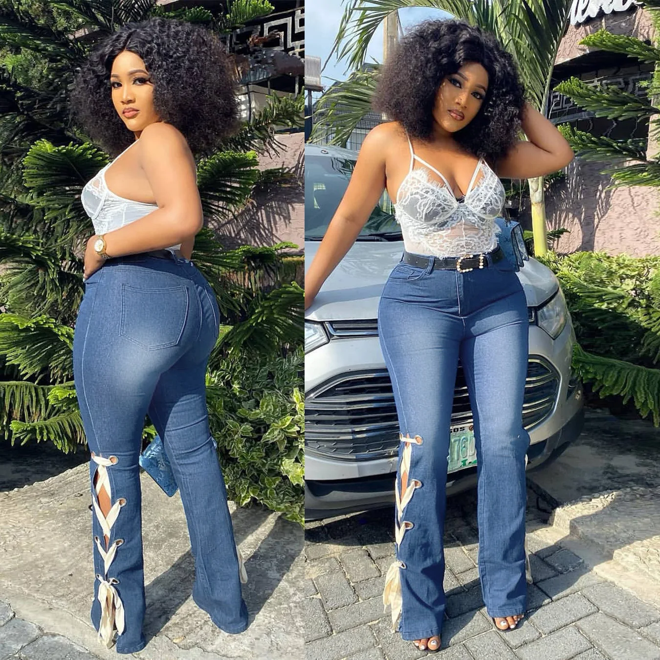 Jeans strappati pantaloni larghi a vita alta marci larghi a taglio dritto  da donna erano sottili pantaloni a gamba larga Jeans svasati - AliExpress  Women's Clothing