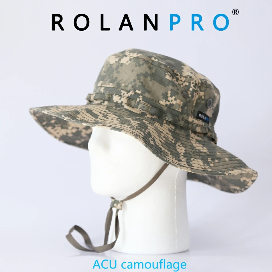 ROLANPRO Unisex MC MultiCam Camouflage Bergsteigen Caps für Frauen Sommer Mann der Runde Boonie Hüte Military Camping Outdoor Hut – Detail 9