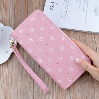 

New Style Carrying Wallet Women'S Long Zipper Large Capacity Soft Leather Small Flower Change Mobile Phone Ba