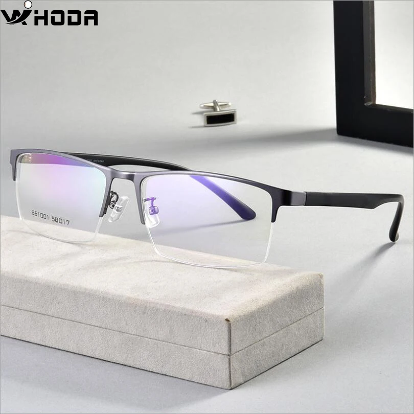 

Ultralight Men's Half Frame Metal Steel Optical Glasses Frames for Myopia ,Prescription Eyewear Glasses Frame for Business Males