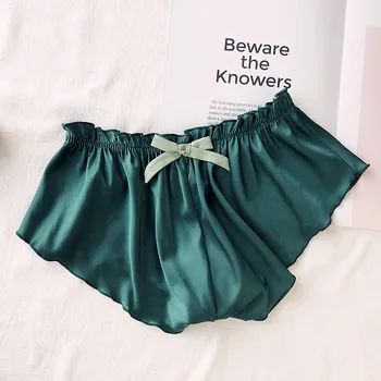 

Silk Satin womens Sexy Panties Flowers Floral plus size Lace Pajamas Underwear Women Shorts S-XXXL