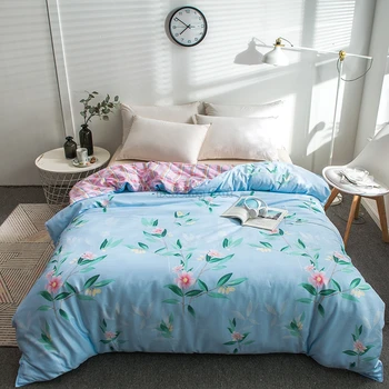 

New Spring Green Leaf Flower Plant Printed Duvet Cover 100% Cotton Fabric Quilt Cover Comforter Cover Twin Full Queen King Size