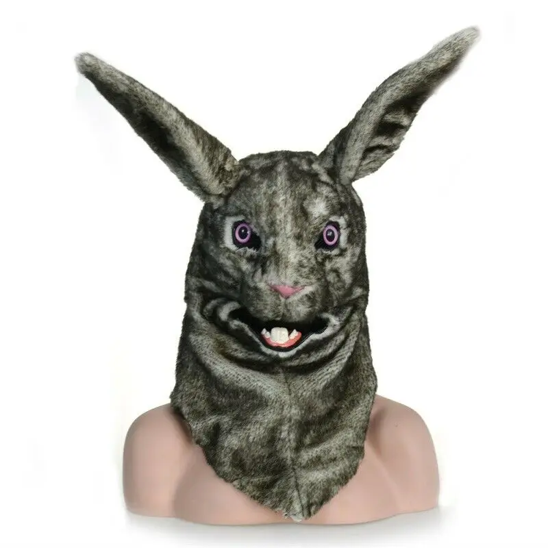 Gray Rabbit Mascot Costume Can Move Mouth Head Suit Halloween Outfit Cosplay | Тематическая одежда и униформа