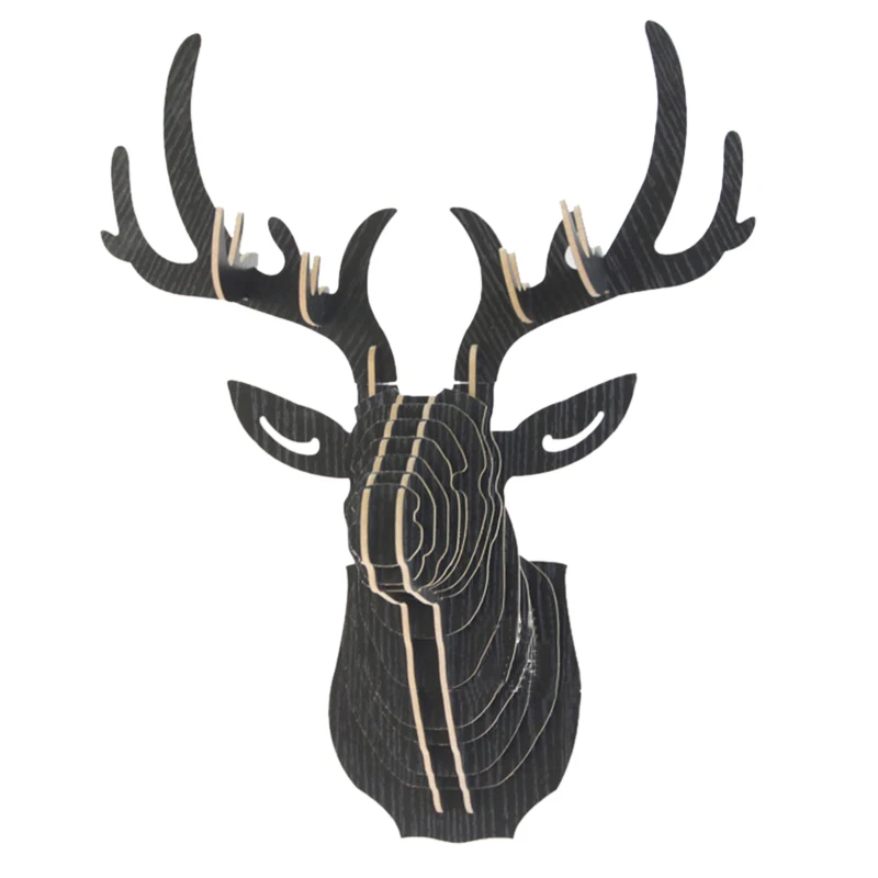 3D деревянные животные голова оленя арт модель дома офиса стены висячие украшения для хранения решетка-держатель подарок ремесло Домашний декор