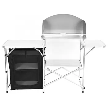 

146CM Camping Table BBQ Folding Table Outdoor Folding Table Mobile Kitchen For Camping Picnics Barbecues Two Or Three Persons