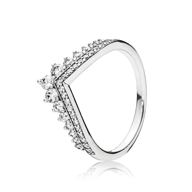 

100% 925 Sterling Silver New RINCESS WISHBONE RING Original Women's Gift Holiday Jewelry Factory Direct Sales 197736CZ