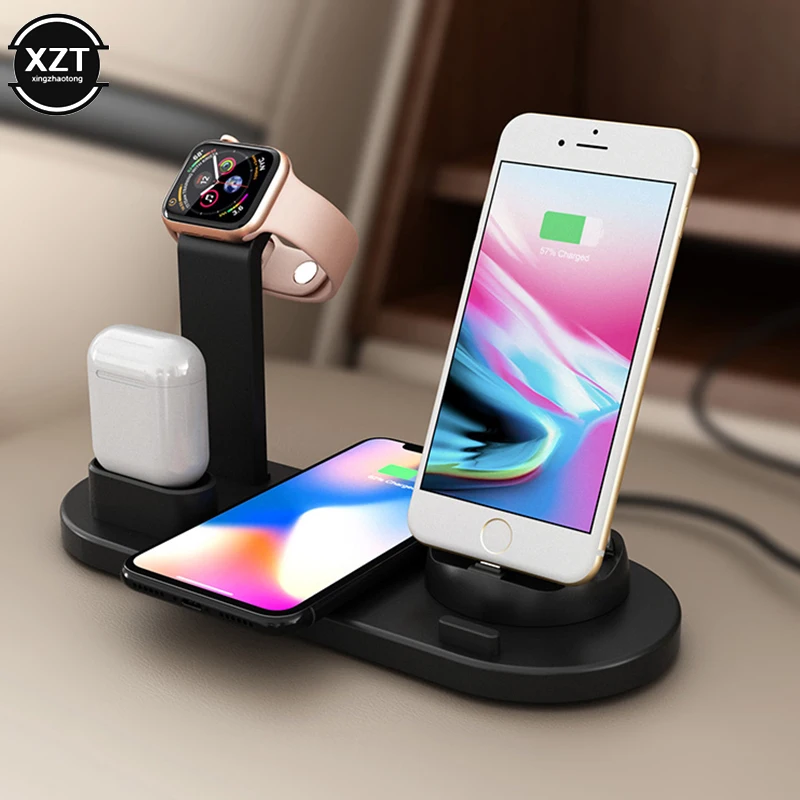 

Charging Dock Station For Apple Watch iPhone X XS XR 8 11 Samsung S10 S9 Airpods 10W Qi Fast Wireless Charger Stand Holder