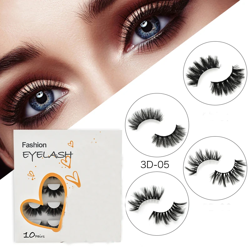 

HBZGTLAD Lashes 10 Pairs 8-25mm Faux mink Lashes Makeup Beauty 3D5D Synthetic Silk False Eyelashes Custom Package