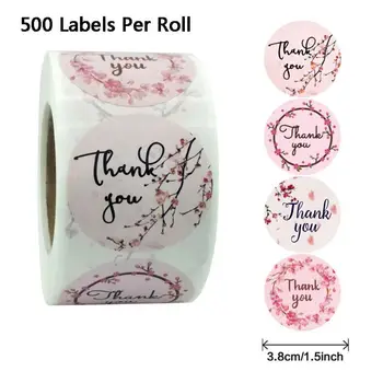 

500pcs/roll 4 Designs Flower Thank You Stickers Wedding Favors Party Handmade Scrapbooking Gift Packaging Seal Labels