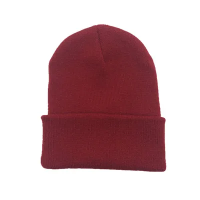 WineRed Зимние шапки для женщин, Новые Вязаные шапки, одноцветные милые шапки для девочек, осенние женские шапки, теплые шапки, женские повседневные Шапки - Цвет: WineRed