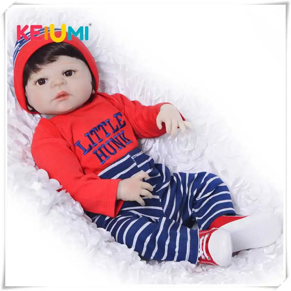 

KEIUMI Full Silicone Vinyl Newborn Doll Toys Realistic Reborn Dolls 23 Inch Baby Boys Gifts Educational Boneca Children Playmate