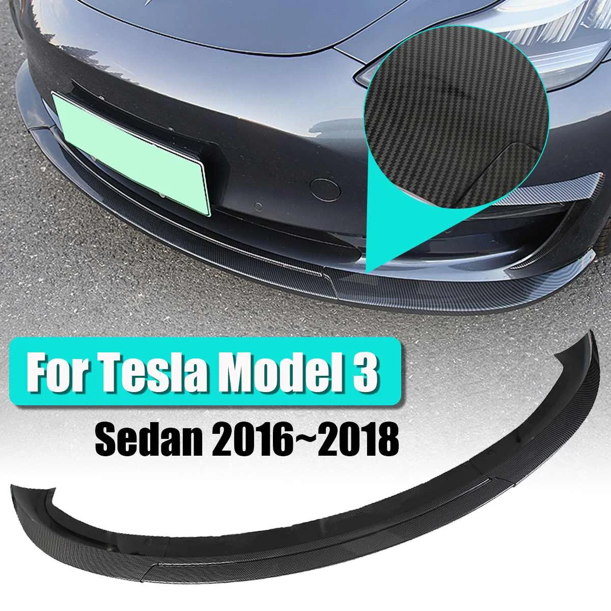 Карбоновое волокно стиль передний бампер спойлер для Tesla модель 3 седан 16-18