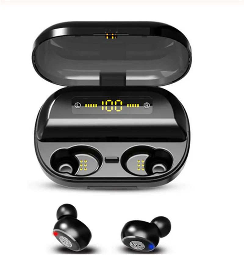 Lyenn V11 Bluetooth 5,0 светодиодный дисплей TWS Беспроводные наушники водонепроницаемые спортивные наушники 4000 мАч power Bank для телефонов - Цвет: Black