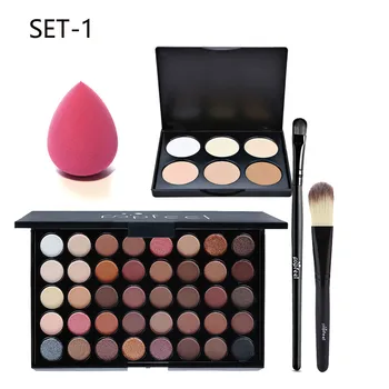 

POPFEEL 5 Pcs 40 Color Matte Eye Shadow +Concealer+Puff+Eyebrow Dye +Powder Lasting-Effect Smoky Makeup Palette Face CosmeticSet