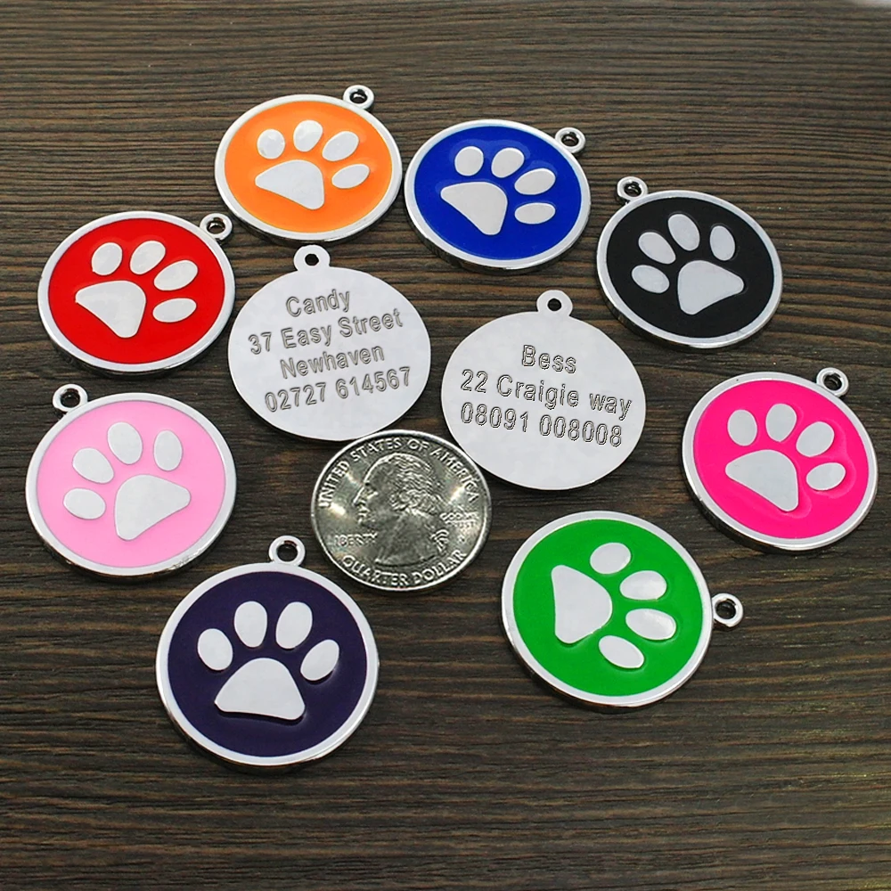 Custom Anti-lost Collar Puppy Accessories Name Pendant Tags Cat Steel ID Dog Dog Tag Engraved Pet Tag Paw Stainless Personalized