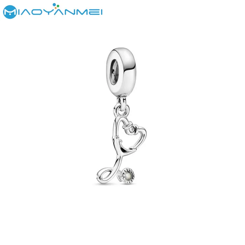 2020 autunno nuovo argento Sterling 925 semplice stetoscopio in argento ciondola gli amuleti misura i braccialetti Pandora originali ciondolo regalo donna fai da te