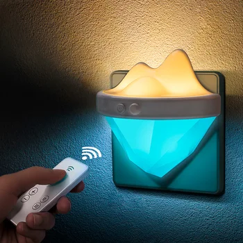 

Plug-in Night Lights Infrared Remote Control Dimming Night Lamp Iceberg-Shaped Adjustable Brightness for Baby Care Bedroom Toile