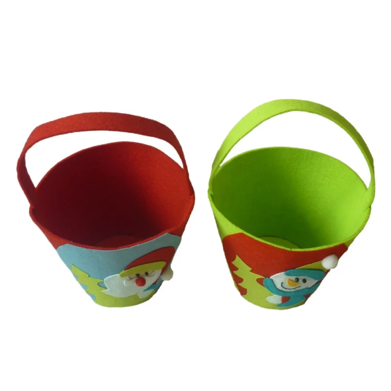 Home Decor Christmas Decoration Oval Bucket Santa Claus Gift Bag Christmas Candy Bag Handbag Xmas Supplies