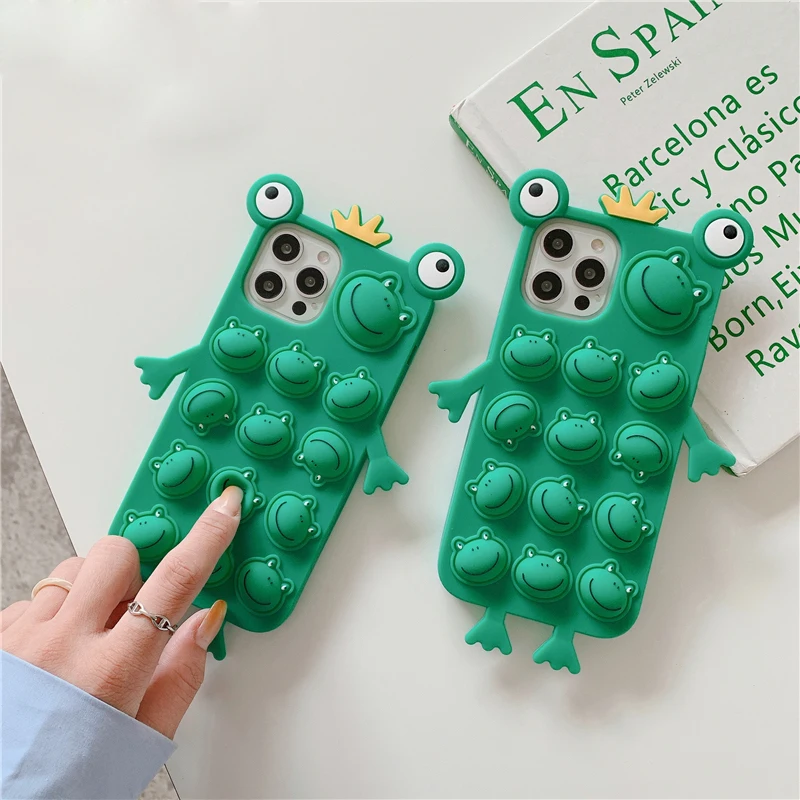 Agrotera Soft Silicone Case Cover for iPhone 7 8 Plus X XS XR 11 Pro Max SE 2020 12 3D Cute Cartoon The Frog Prince Mouse Ears