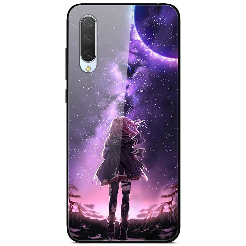 4 Для Xiaomi mi 9 Lite Чехол с милым рисунком стеклянный задняя панель жесткий обложка чехлы для Xiaomi mi 9 lite чехол для телефона mi9 лайт бампер - Цвет: 4