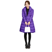 Зимняя парка пальто для женщин фиолетовый серый плюс размер тонкий Топ куртка корейский длинный рукав Мода Плюс Толстая теплая одежда LD1214