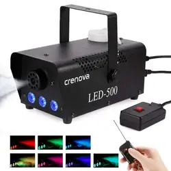 Transporte rápido 500w rgb disco colorido máquina de fumaça mini led remoto fogger ejetor dj festa natal luz estágio máquina de nevoeiro
