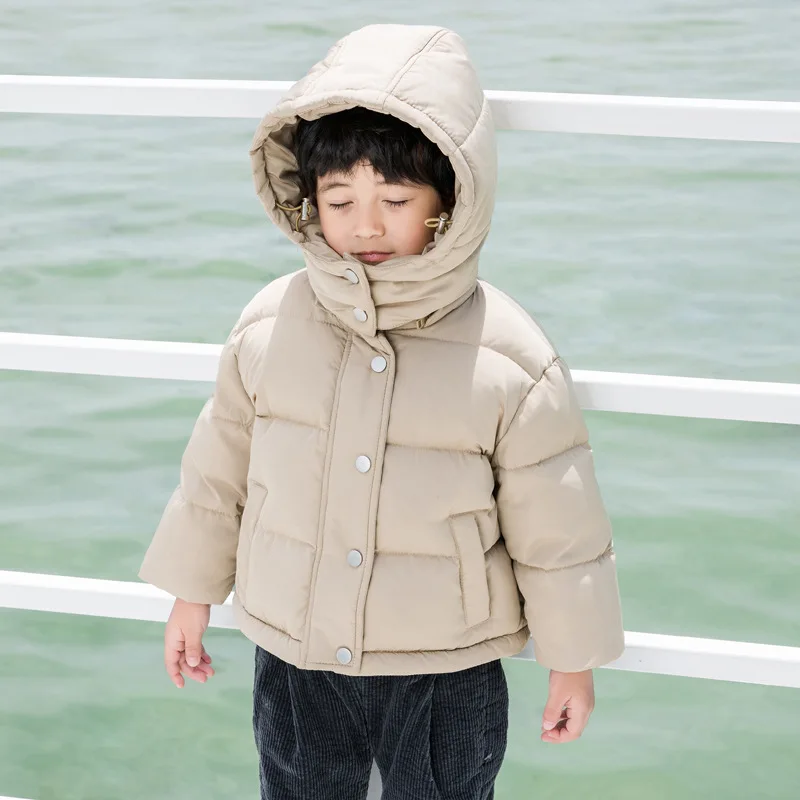 Коллекция года, зимняя одежда для девочек и мальчиков пальто на белом утином пуху детская пуховая куртка с капюшоном, уличная теплая короткая или Длинная зимняя куртка